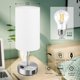 thumbnail image 4 of Juego de 2 lámparas de mesa con  táctil y 2 puertos de carga USB y tomacorriente de CA, lámparas de mesa de noche de 3 modos de iluminación con pantalla de tela blanca para lectura, dormitorio, 4 of 10