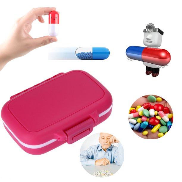 Organizador Caja de pastillas portátil de 3 rejillas Caja de almacenamiento de joyas de medicina Contenedor (Rosa) Likrtyny Libre de BPA