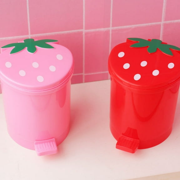 TEHAUX Red Plastic Cartoon Shaped Trash Bin for Home Use Stylish Indoor Garbage Can Small Size