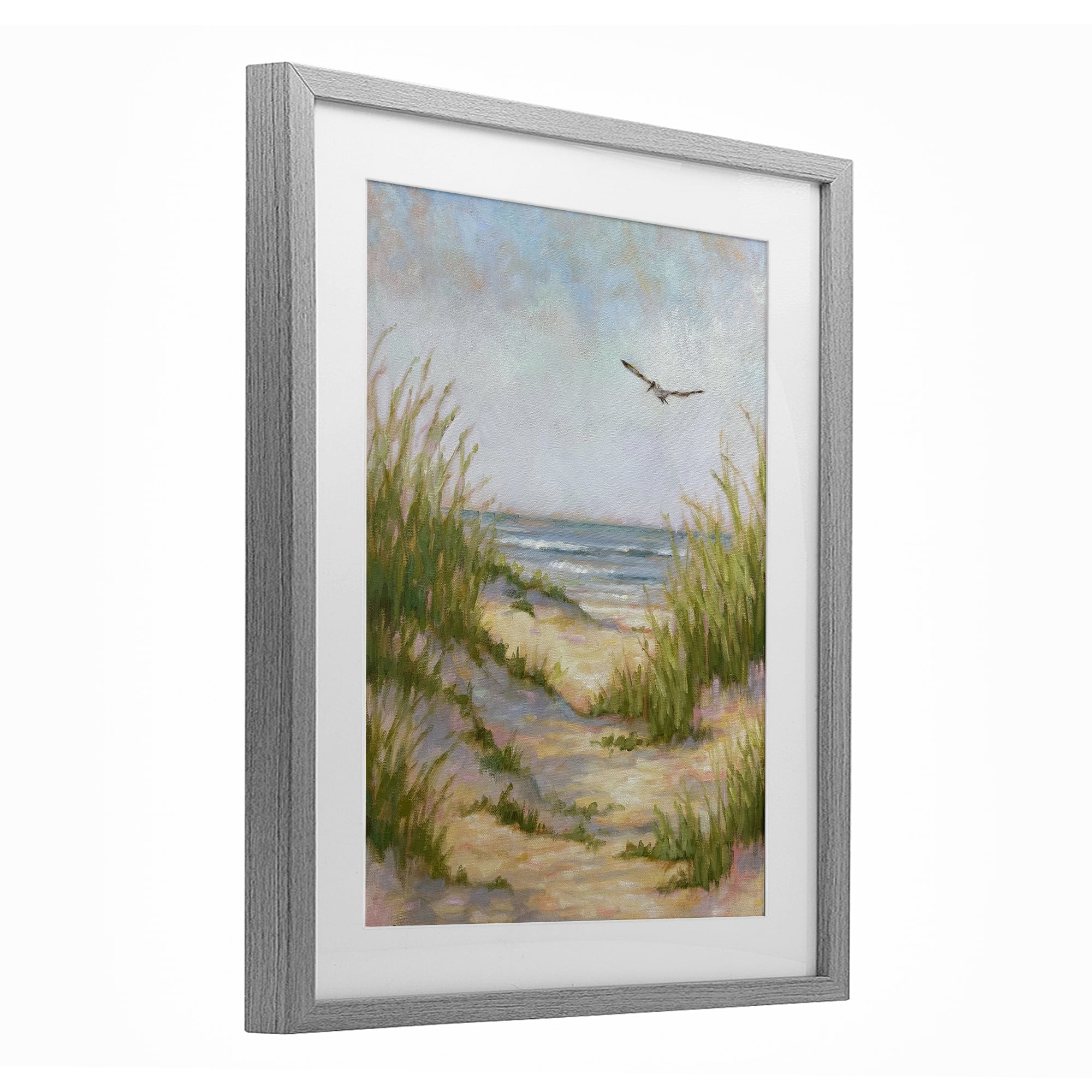 Stupell Industries Peaceful Beach Sand Dunes Gray Framed Print Under Glass, design by Linda Sperruzzi