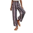 thumbnail image 2 of Tnhcen Women's Retro Print Wide Leg Pants High Waisted Elastic Waistband Loose Fit Boho Style Stretchy Trousers S-2XL Casual Plus Size, 2 of 7