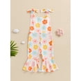 thumbnail image 3 of Gupgi Bébé Filles Papillon Combinaisons Été Bambin Sans Manches Imprimé Floral Rompers Pantalon Flare, 3 of 9