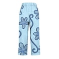 thumbnail image 4 of Edvintorg Womens Pants Floral Printed Elastic Waisted Loose Casual Trouser with Trouser Loungewear for Women Plus Size Fashion Clothing Blue XL, 4 of 5