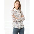 thumbnail image 2 of INSPIRE CHIC Women's Floral Printed Button Down Shirt Contrast Collar Full Placket Long Sleeve Work Top Blouse, 2 of 4