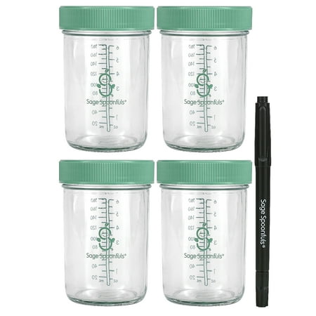Sage Spoonfuls, Glass Baby Food Jars, 4 Pack, 8 oz Each (1 Pack)