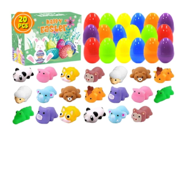huevos de Pascua precargados,Huevos de Pascua precargados con juguetes de animales,Huevos de Pascua pre-rellenados,rellenos divertidos.,Huevos de Pascua coloridos llenos de juguetes