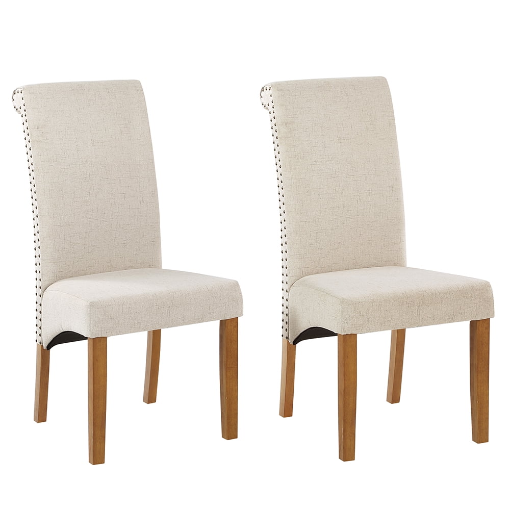 Lowestbest Dining Chairs Set of 4, Fabric Tufted High Back Armless