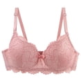 thumbnail image 3 of Feancey Plus Size Lace Underwire Bras for Women Comfort Everyday Brassiere Adjustable Straps Push Up Bra Anti-Sagging Supportive Bras Pink 70C, 3 of 10