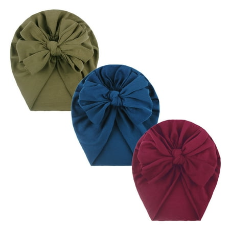 

Relanfenk Baby Hats Toddler Kids Girls Solid Bow Knotted Beanie Headwear Accessories 3PCS Hat