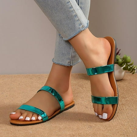

Hvyesh Flat Sandals for Women Casual Summer Flat Shoes Ladies Beach Sandals Summer Non-Slip Causal Slippers Size 7.5