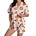 thumbnail image 2 of Women Halloween Pajama Set Short-Sleeve Button-Down Shirt and Shorts Sleepwear Spooky Pumpkin Ghost Graphic Loungewear Outfit for Fall Season Relaxing, 2 of 9