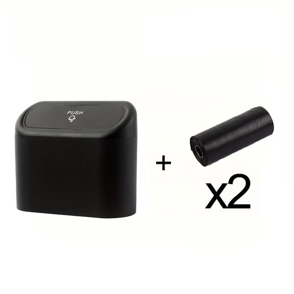 Compact Flip-Top Car Trash Can with Leak-Proof Lid, Mini Car Garbage Bin with 2 Rolls Trash Bags - Durable & Easy to Clean