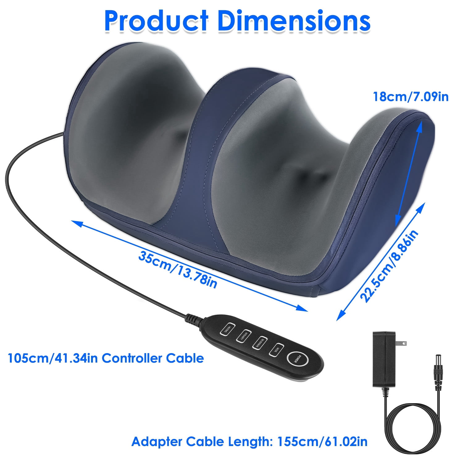 TeqHome Shiatsu Foot Massager Machine with Heat, Foot and Calf Massager with 3 Modes 3 Intensity Levels Gifts for Mom & Dad