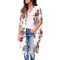 thumbnail image 2 of Floral Printing Women Open Front Irregular Casual Chiffon Cardigan Tops, 2 of 3