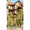 thumbnail image 2 of Big Mouth Monster Onesie, Silly Plush Hooded Pajamas for Halloween Christmas Winter, Googly Eyes Wide Grin Cozy Coral Fleece One-Piece Loungewear, Funny Holiday Cloth Sleepwear, 2 of 12