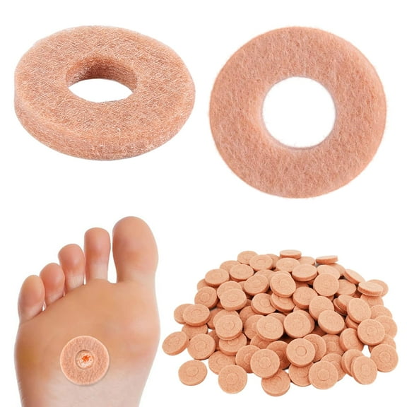 60 Pcs Callus Cushions Callus Pads for Bottom of Foot 1.4inch Round Corn Cushions Pads for Feet Soft Adhesive Felt Corn Pads for Ball and Side of Foot, Pain Relief from Shoe, Skin Color