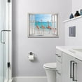 thumbnail image 2 of Flamingo Beach Bathroom Wall Art Tropical Palm Coastal Ocean Pictures Wall Decor Pink Flamingo 3d Window Canvas Prints Framed Modern Animals Painting Artwork for Bathroom Living Room Office 16"x12", 2 of 6