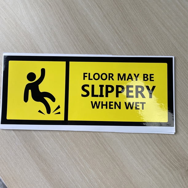 2x Floor Slippery When Wet Caution Sign - Self Adhesive Sticker - (A5) 150x200mm (HS7-503829