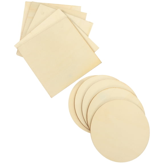 CRILSTYLEO 10Pcs Unpainted Wooden Round Circles for DIY Craft Projects and Coasters Beige