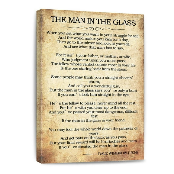 The Man In The Glass Poem Print Canvas Wall Art When You Get What You Want In Your Struggle For Self Painting Home Decor Poster Framed
