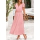 thumbnail image 4 of Vestido largo PRETTYGARDEN para mujer, cuello en V, cuello en V, volantes, rosa, 4 of 9