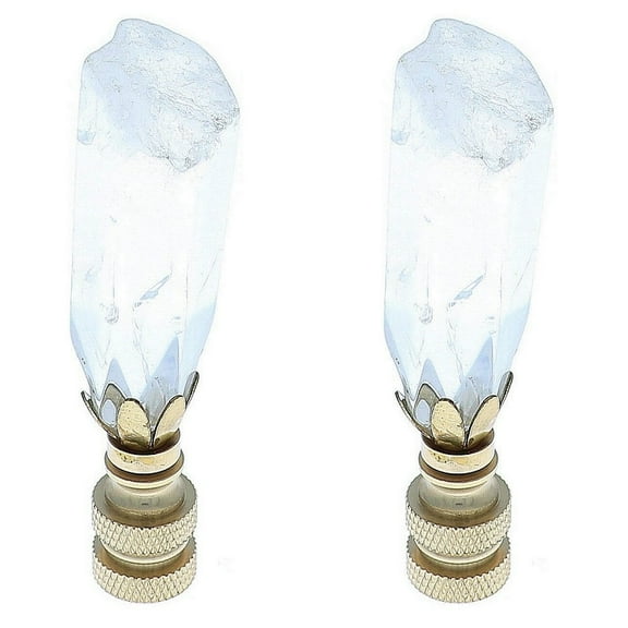 Art Finial - White Crystal with Brass Base, Set of 2, Mini Works of Art, Update Your Lamps!