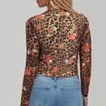 thumbnail image 6 of YUEHUA Women's Mesh Lace Long Sleeve Leopard Top Neck Sheer Blouse Floral Lace Layering Tops Y2k See Through Tee Shirt, 6 of 7