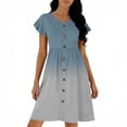 thumbnail image 4 of BUIGTTKLOP Women's Summer Dress Ruffle Sleeve Color Block Mini Dress Flowy Buttton down Sundress with Pockets, 4 of 5