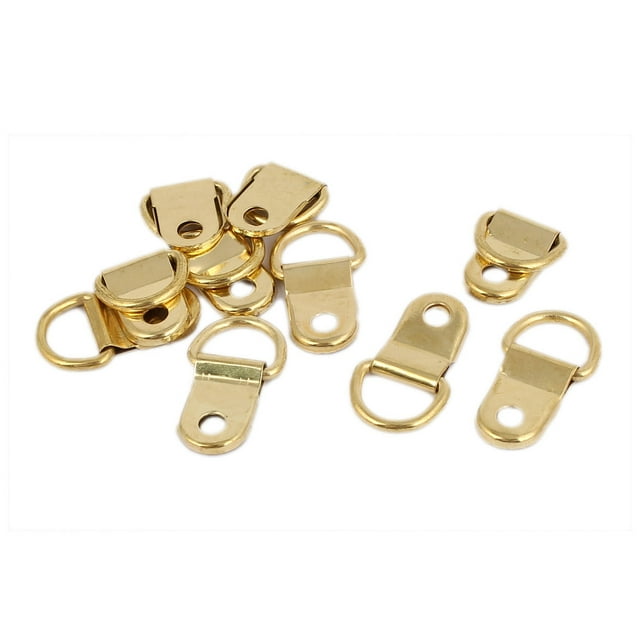 Unique Bargains 25mm Length D-Ring Picture Photo Frame Hanging Hangers Hooks 10PCS w Screws