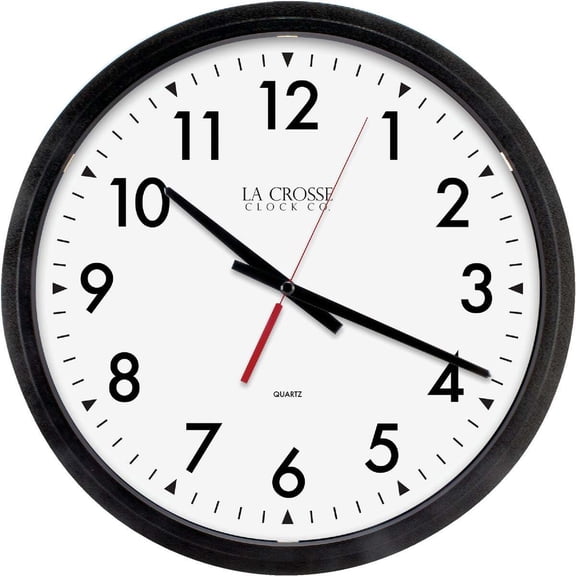 La Crosse Clock 404-2636 13 inch Commercial Silent Sweep Analog Wall Clock, Black