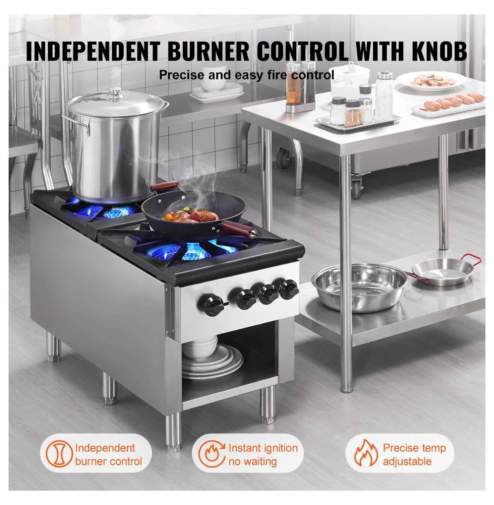 Commercial Gas Range 2 Burner Countertop Stove Hot Plate Kitchen Restaurant Heavy Duty
