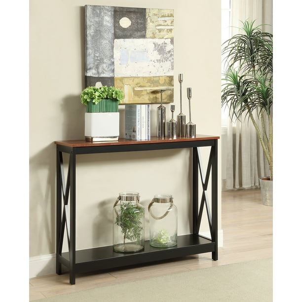 Convenience Concepts Oxford Console Table With Shelf Cherry Black Com Convenience Concepts Oxford Console, Convenience Concepts Oxford Console Table Black