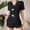 *Black, variant on Women's Summer Bow Notch Collar Short Sleeve Top and Shorts Pajama Set ,Casual Two-Piece Loungewear Black,Women's Plus XL