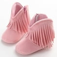 thumbnail image 2 of Baby Boys Girls' Boots, Infant Cowboy Tassels Short Bootie Soft Sole Snow Boots with Ankle Side Zipper for Winter, Pink, 2 of 5