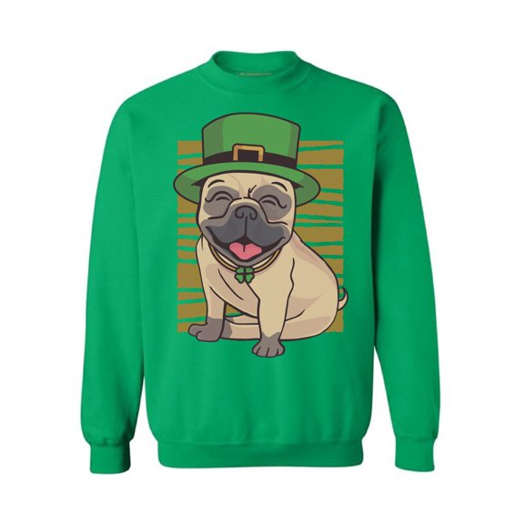 Awkward Styles Irish Crewneck Top Pug in Green Hat Sweatshirts Paddys Day