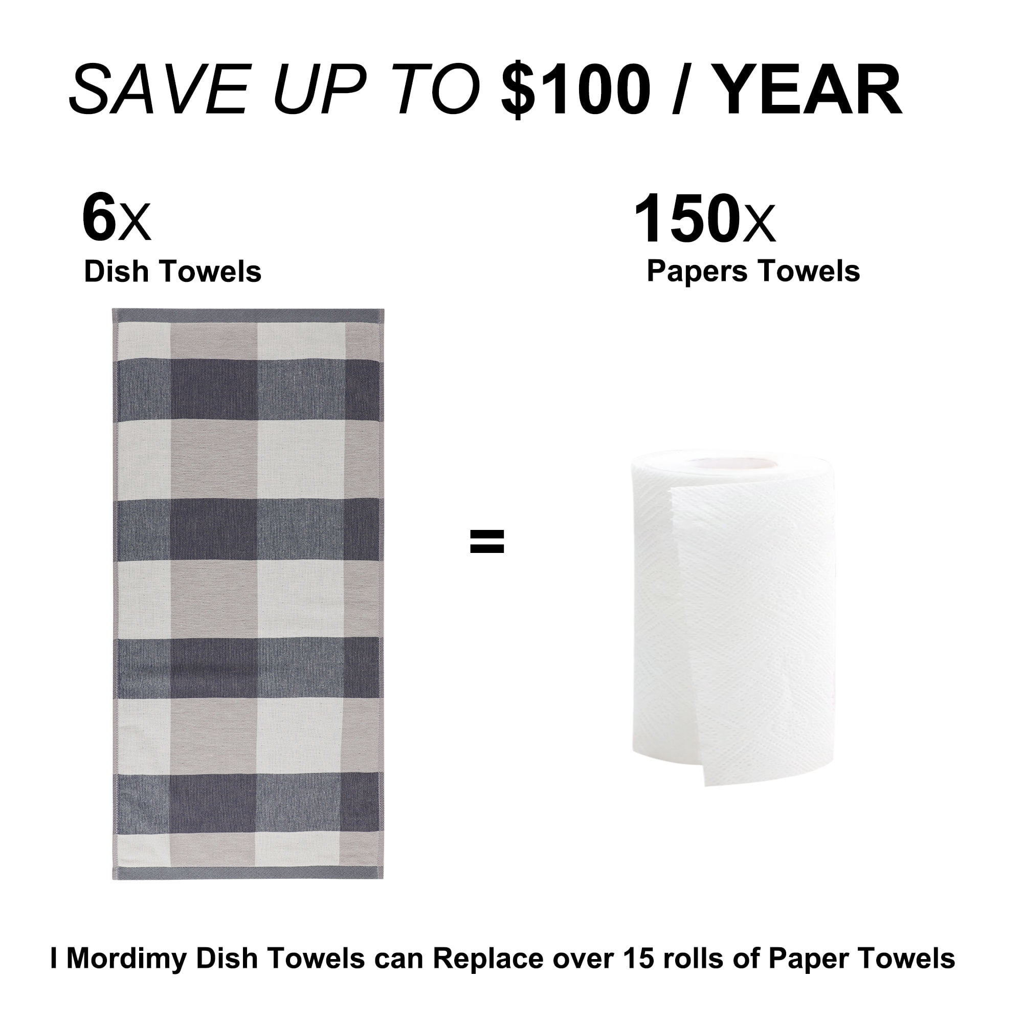 Unique Bargains 6-Pack 100% Cotton Absorbent Kitchen Towels 13" x 29" Mixed Color