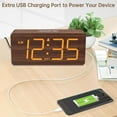 thumbnail image 5 of Wooden Digital Alarm Clock for Bedroom - Desk Clock with Large Numbers for Living Room Office, Loud Alarm for Heavy Sleepers Adults, Volume Control, Dimmer, DST, Wood Decor (Plug in Clock), 5 of 7