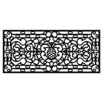 17 x 41 in. Pineapple Heritage Rubber Rectangular Doormat, Black
