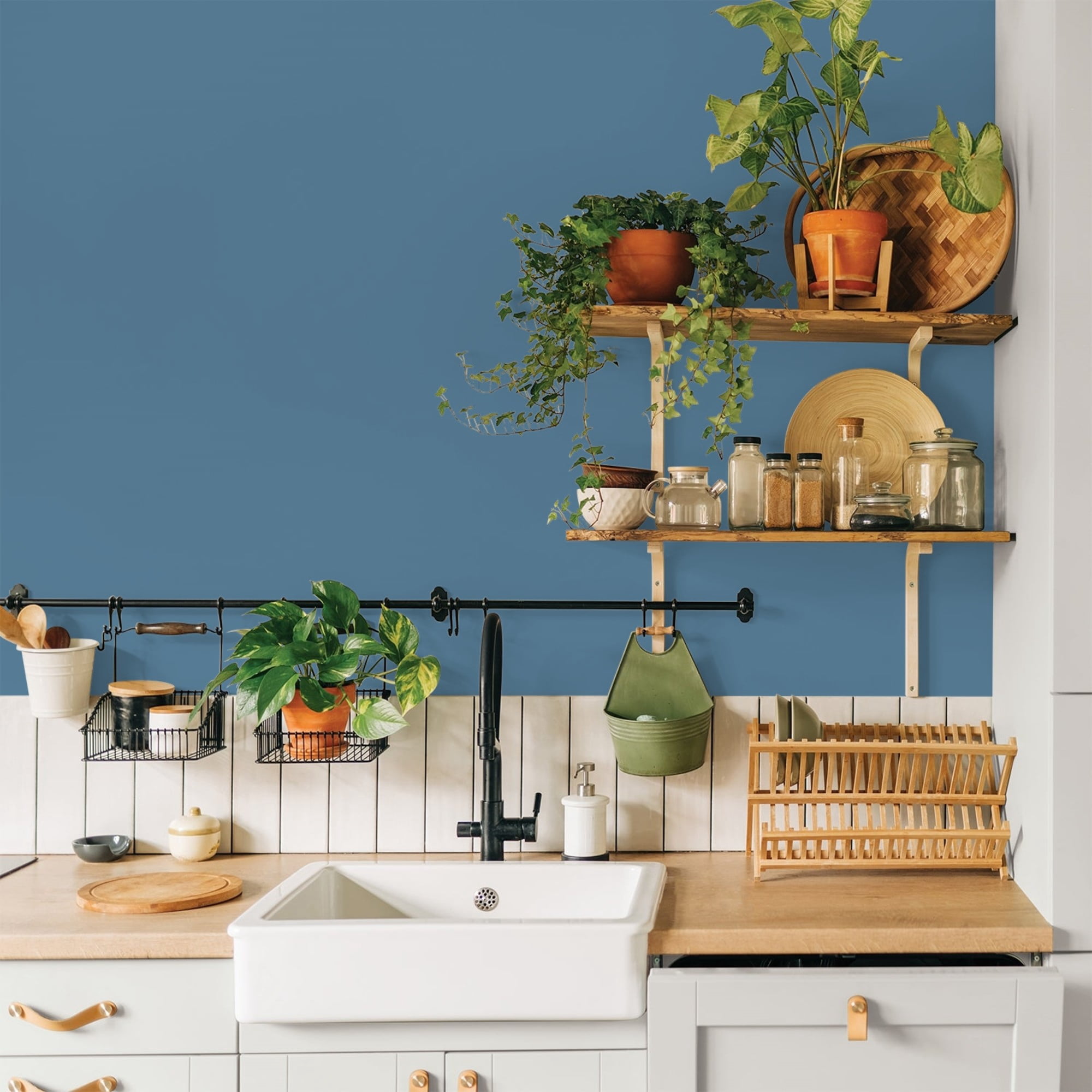 Glidden HEP Smoke Blue Interior Paint + Primer Eggshell , 1 Quart