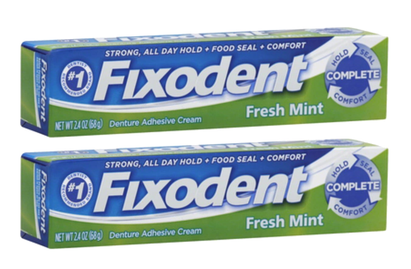 Fixodent Complete Fresh Mint Denture Adhesive Cream 2.4oz, 2 Pack
