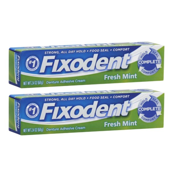 Fixodent Complete Fresh Mint Denture Adhesive Cream 2.4oz, 2 Pack ...