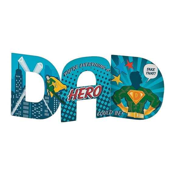 Fun Express - Super Dad Father's Day Sticker Card for Father's Day - Stationery - Cards - Note Cards - Father's Day - 12 Pieces