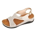 thumbnail image 6 of Womens Sandals Open Toe Hollow out Low Wedge Antislip Comfortable Footbed Slingback Orthopedic Walking Shoes White Size 9, 6 of 7