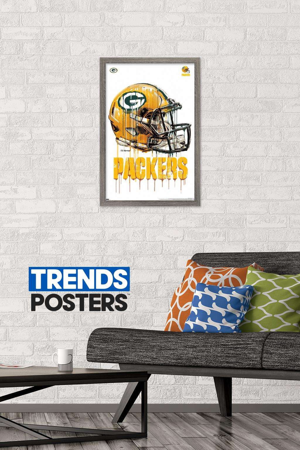 NFL Green Bay Packers - Drip Helmet 20 Wall Poster, 14.725" x 22.375", Framed