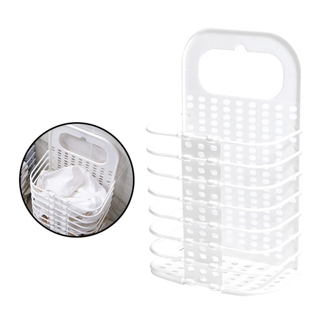 Cateissary Cesta de lavandería plegable Cesta de almacenamiento de ropa montada en la pared Cesto de ropa de portátil Cesta de de PP Juegos de accesorios de baño blanco Cateissary HA001440-02