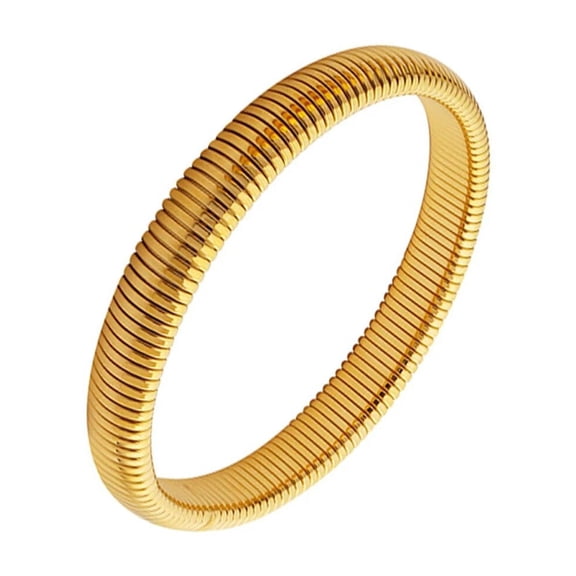 Gold Plated Snake Chain Stretch Bracelet, Stainless Steel Flexible Wristband for Women, Minimalist Jewelry
