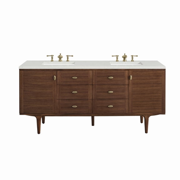 James Martin Vanities 670-V72-WLT-3LDL Amberly 72" Double Basin Wood Vanity Set -