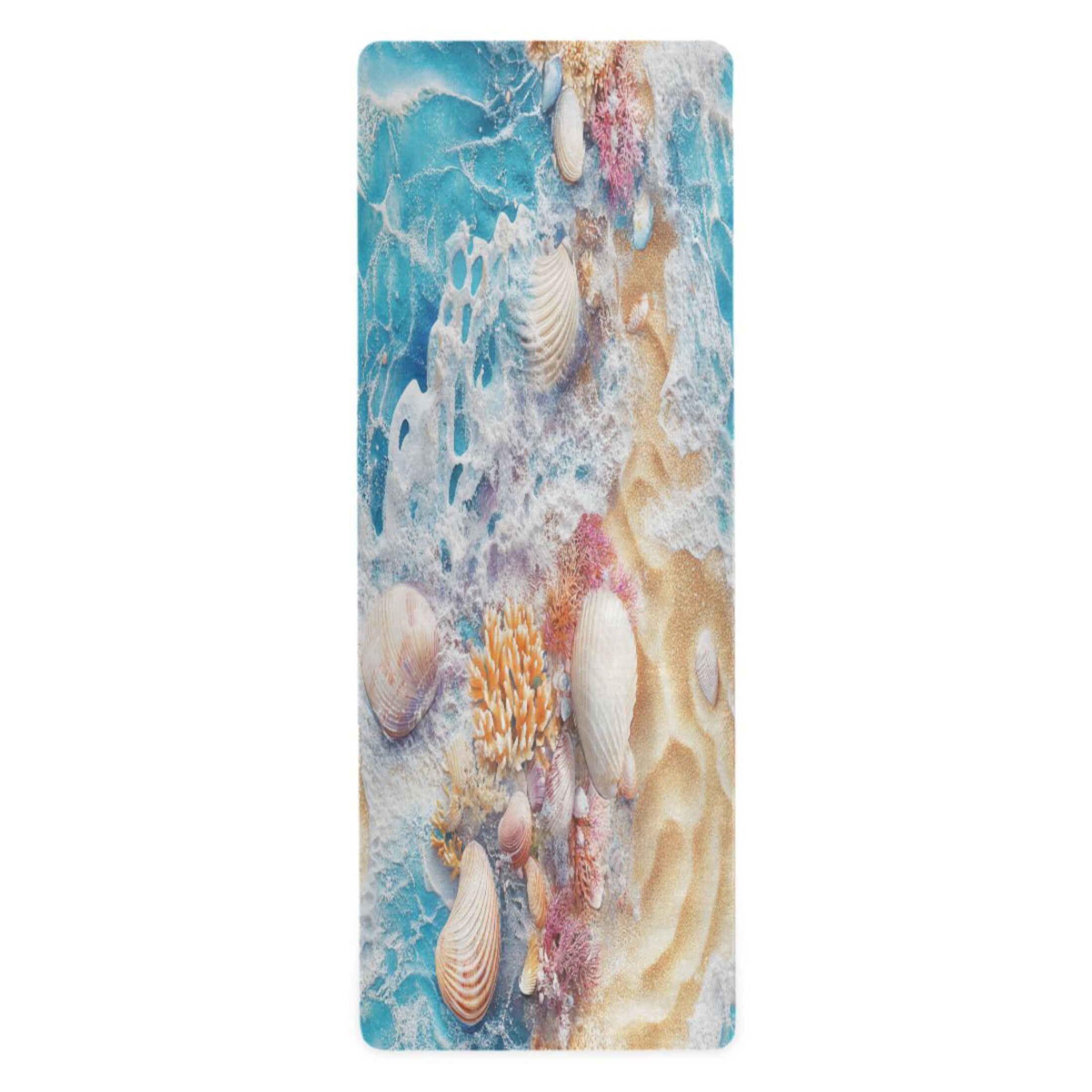 BZSMCE Yoga Mat Women Seashells Beach Art Fitness Mat