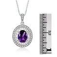 thumbnail image 5 of RYLOS Matching Jewelry Set Sterling Silver Princess Diana Inspired Ring & Pendant Necklace. Gemstone & Diamonds, 8X6MM Amethyst February Birthstone; Size 10, 5 of 7