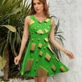 thumbnail image 7 of Green Gold Squares Modern Art Sleeveless Dress Women Summer Evening Dresses Ladies Sundress, 7 of 7